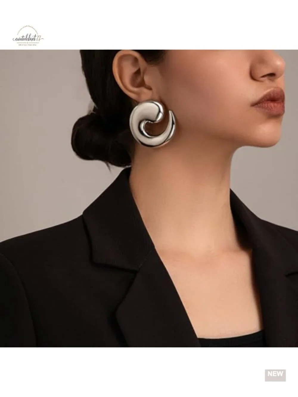 Vintage Gold Geometric Large Swirl Dangle Earrings Oversized Festival